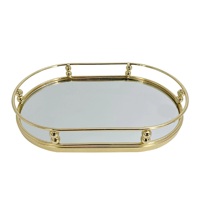 Plateau de service rectangulaire en métal doré fait main, miroir moderne, pour mariage, cosmétiques, parfums, bijoux, rangement, décoration d'intérieur