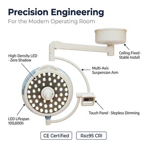 โคมไฟผ่าตัดแบบติดเพดาน CE LED ปราศจากเงา สำหรับห้องผ่าตัด พร้อมชิป Osram จากเยอรมนี - Product Image 3