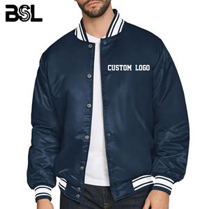 Venta al por mayor Chaquetas de satén con logotipo bordado Unisex Tallas grandes Letterman Bomber Jackketet High Street College Jac - Product Image 5
