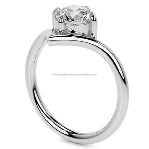 แหวนทรงบากรูปตัววีมีทรงกลม VVS Moissanite เพชรเครื่องประดับเพชรสำหรับโอกาสคริสต์มาส - Product Image 3