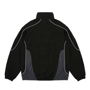 Unisex <b>Black</b> Formal Waterproof <b>Windbreaker</b> Jacket Stand Collar Zipper Breathable Polyester Loose Fit Front Logo Long Autumn Wear - Product Image 2