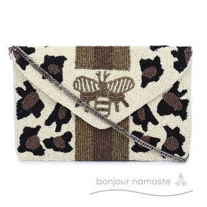 Borsa da donna firmata da sella 100% realizzata artigianalmente con perle di vetro | Ricamo ape | Borsa artigianale ecologica - Product Image 3