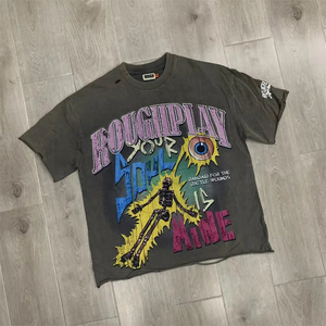 RoughPlay RockOut T-Shirt White Ink Direct <b>Spray</b> Breathable Vintage Diamond Short Sleeved T-shirt - Product Image 1