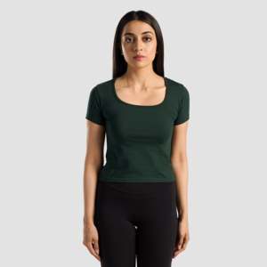 เสื้อครอปท็อปผู้หญิงสำหรับฤดูร้อน ลายดอกไม้สีเขียวและตัวอักษร ตกแต่งด้วยผ้าถักเนื้อฝ้ายระบายอากาศได้ดี ไซส์ฟรี (One Size Fits All)  ไซส์ XL XXS XS S M XL XXL XXXL - Product Image 1