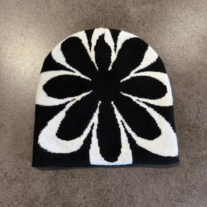หมวกบีนนี่ลายดอกไม้ผ้าแจ็คการ์ดแบบสวมศีรษะอินเทรนด์ใหม่สำหรับผู้ชายและผู้หญิงหมวกบีนนี่หมวกถักให้ความอบอุ่นสำหรับฤดูหนาว - Product Image 6