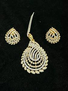 Parure de bijoux TISHYA DIAMOND plaqué or, boucles d'oreilles et collier goutte d'eau, pour femme, style ethnique, sertissage pavé en alliage, idéal pour mariage - Product Image 4