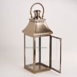 Nuevo farol decorativo de vela de Metal y vidrio, farol colgante de Color dorado antiguo, farol de suelo para decoración interior y exterior - Product Image 2