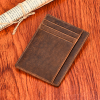 Dompet penyimpan kartu kulit asli kustom baru tempat kartu Wanita tempat kartu kulit asli