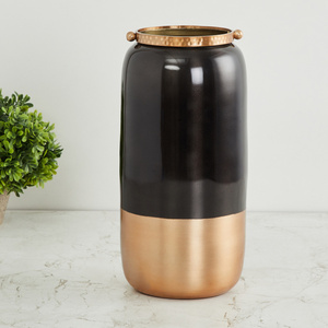 Jarrón de mesa de flores de Metal cóncavo de oro negro de latón AK para decoración del hogar Interior - Product Image 2