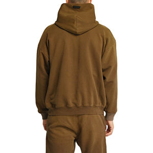 Sweat à capuche pour homme personnalisable, poids lourd, 100% coton, motif uni, polaire, teinture unie, brodé, délavé à la pierre - Product Image 3