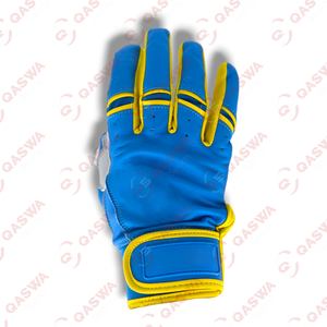 Gants de frappeur de baseball en cuir bleu et jaune de bonne qualité Couleur personnalisée et logo Manchette courte Gants de frappeur de baseball antidérapants - Product Image 1