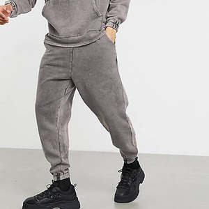 Cheap Price Acid Wash Straight Fit Men's Gym Workout Joggers 100% Cotton Eco-Friendly Casual <b>Trousers</b> New Arrival - Product Image 4