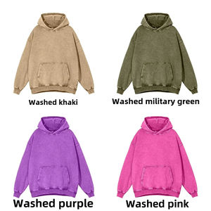 Sudaderas con capucha lavadas con ácido para hombre de alta calidad, Jersey ligero de algodón 100%, estilo de calle, cuello con capucha y logotipo personalizado transpirable - Product Image 2