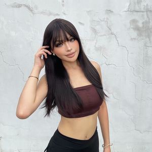 Katie-DWY Long-Length Glueless Synthetic <b>Wig</b> <b>Black</b> with Sliky Straight Bangs Transparent Lace Color - Product Image 4