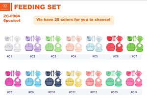 Fabrika BPA içermeyen 8 adet çocuklar sofra seti silikon kase emme plaka ve tavşan plaka kolu ile bebek besleme seti - Product Image 4
