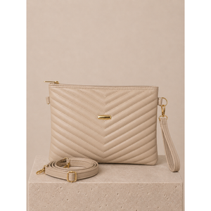Bolso de mano acolchado con cremallera y estampado, accesorio de ropa de visón - Product Image 1