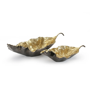 Bandejas de Aperitivos Ecológicas con Asa de Hoja y Acabado Pulido, Decorativas para Bodas y Fiestas, Tazones Largos de Metal Dorado para Restaurantes de Alta Cocina y Hoteles - Product Image 4