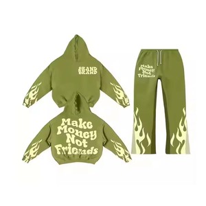 Pakistan fabriqué Offre Spéciale prix de gros 100% coton 500 Gsm nouveau look survêtement pull à capuche avec ensembles de pantalons évasés - Product Image 2