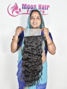 Cheveux indiens bruts de meilleure qualité directement du temple indien 100% fermeture de cheveux bruts non traités ondulés doux soyeux naturels à la recherche de vente - Product Image 5