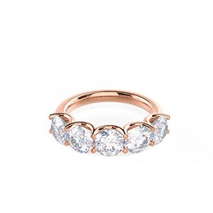 Tendance griffe réglage 1.50ct cinq pierres coupe ronde Moissanite bague d'éternité pour les femmes 14k or blanc Moissanite bague de mariage - Product Image 1