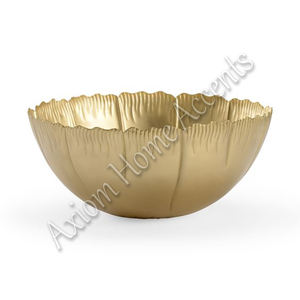 Axiom Home Accents Frutero moderno Tallado a mano Aluminio Acabado de alto brillo Golden Ocean Waves Pattern Display para niños Comedor - Product Image 1