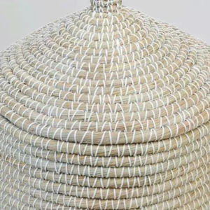 <b>Large</b> Handmade Seagrass Decorative Storage Basket with <b>Ring</b> Handles Woven Organizer for Kids' Storage - Product Image 1