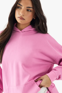 Nueva llegada de gran tamaño de las mujeres sudaderas con capucha Drop-hombro 100% algodón antiarrugas transpirable serigrafía letras sudaderas con capucha para mujer - Product Image 2