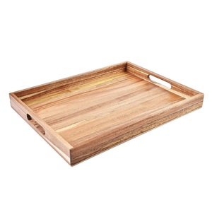 Aperitivos Platos de servidor de pasta Acabado natural Bandeja de servidor de postre Bandejas de madera de bambú Bandeja de servicio de ratán de forma cuadrada - Product Image 2