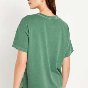 Nouveauté T-shirt tendance respirant délavé à l'acide/délavé à la pierre pour les femmes T-shirt avec logo personnalisé pour les femmes - Product Image 2