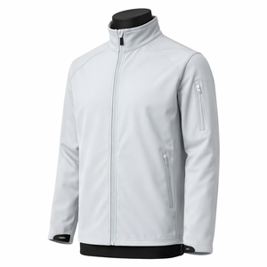 Chaqueta Softshell Blanca para Hombre, con Cierre Completo, Resistente al Viento y al Agua, para Trabajo al Aire Libre, con Bolsillo con Cremallera en la Manga - Product Image 3