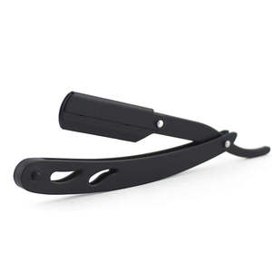Maquinillas de afeitar de barbero de acero inoxidable de borde recto personalizadas para hombres, uso de barbero de Color negro, maquinilla de afeitar recta duradera para hombres - Product Image 1