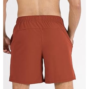 Short de compression à haute élasticité printemps-été pour hommes Ceinture élastique de style à motif solide avec poches latérales - Product Image 4