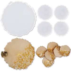 Ensemble de moules pour sous-verres en forme de grand plateau de cerisier, écologiques, peints à la main, en silicone et résine, artisanat intemporel, décoration d'intérieur, cadeau de mariage - Product Image 3