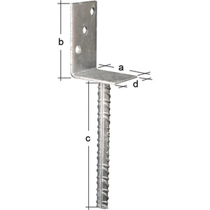L-<b>Post</b> <b>Bracket</b> ETA-10/0210 80x100x200x60mm Hot-Dip Galvanized GAH - Product Image 1
