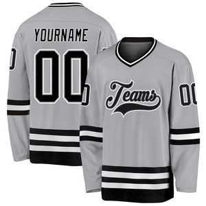 New Arrival Men's Breathable Moisture-Wicking Ice Hockey Jerseys Customized Heat-<b>Transfer</b> Printed V-Neck Mesh 100% Polyester - Product Image 1