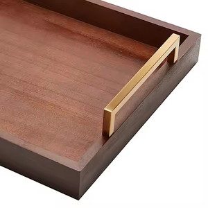 Farmhouse Home Decor Plateaux de rangement décoratifs en bois rustique avec poignées pour pouf par Crescent Crafts - Product Image 2