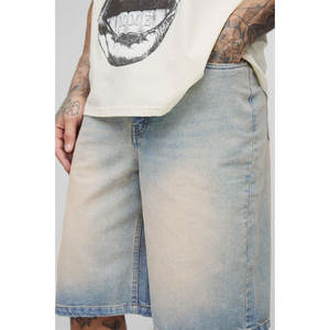 Pantalones cortos de mezclilla lavados con estampado personalizado para hombre Pantalones cortos de verano informales de algodón vintage con cordón - Product Image 3