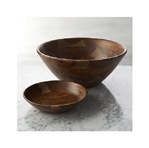 Classic wooden bowl set featuring polished grain texture perfect for fruits salads snacks improving overall dining ambience - Product Image 1