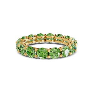 Bague Éternité Ronde Vert Océan Vif, Diamant de Laboratoire 1.00 Ct Tw, Or Massif 14K, Couleur Vert Océan, Pureté VS, Teinte Sereine, Sertissage en Rangée - Product Image 2