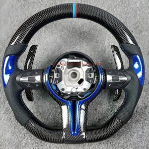 Embellecedor azul de fibra de carbono personalizable en volante de estilo de carreras para <span class=keywords><strong>BMW</strong></span> F10 F12 F30 F90 G05 G20 G80 G82 E46 <span class=keywords><strong>E90</strong></span> E92 M3 M4 M5 - Product Image 1