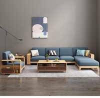Ensemble de canapé en forme de L moderne 6 places pour salon appartement Bois massif Bois de teck Revêtement en cuir synthétique Hauteur réglable