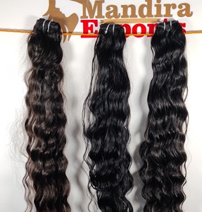 Barato ondulado color natural crudo 100% sin procesar cutícula alineada paquetes de onda profunda al por mayor indio templo cabello humano - Product Image 3