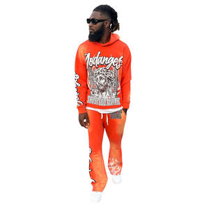 Men's Graphic Streetwear Tracksuit Hoodie & Pants Set Bold Religious Print <b>Oversized</b> Casual Fleece <b>Sweatpants</b> Urban Style - Product Image 1