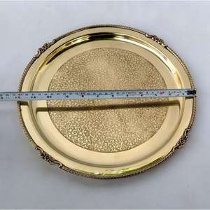 Plateau de service en laiton de qualité supérieure avec motifs gravés forme et taille personnalisées pour servir des aliments articles de fruits - Product Image 3