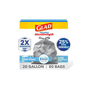 Bolsas de Basura para Cocina Glad ForceFlex MaxStrength, 20 Galones, Aroma Fresco y Limpio Febreze, 80 Unidades - Product Image 1