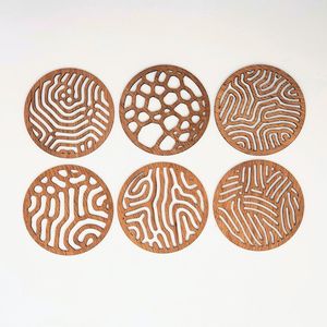 Geometric Laser Cut Metal Coaster Set Intricate Modern Patterns for Home Office and <b>Bar</b> bulk wholesale - Product Image 3
