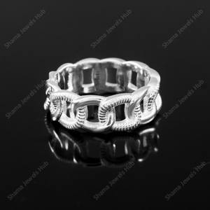 Anillos llamativos de Plata de Ley 925 con anillos de cadena de Zirconia cúbica, joyería de boda y compromiso para mujer - Product Image 5