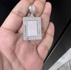 Custom <b>Memory</b> <b>Frame</b> Pendant with VVS Moissanite Diamond 925 Sterling Silver Fine Pendants & Charms - Product Image 1