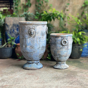 Grand pot de fleurs en céramique fait à la main, écologique, avec trou de drainage, finition émaillée colorée, design classique, durable, pour l'extérieur, la maison et le jardin - Product Image 3