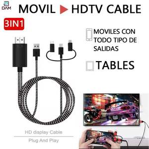Convertidor de USB a HDMI para Móviles, 3 en 1, Universal, Plug and Play, Pantalla HD, Plástico, para Teléfonos y Tabletas - Product Image 2